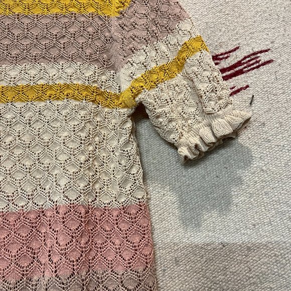 Current Air Los Angeles +++ Top Sunset Colors M Striped Knit Ruffle Blouse Tee - Picture 10 of 10